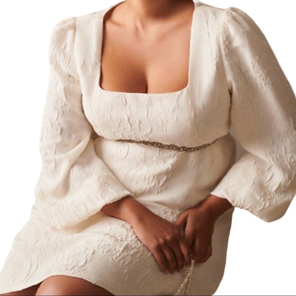 New Sachin & Babi BHLDN Rhinebeck 16/XL Ivory Textured Floral SquareNeck Bridal - Picture 1 of 11
